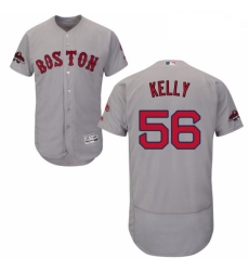 Mens Majestic Boston Red Sox 56 Joe Kelly Grey Road Flex Base Authentic Collection 2018 World Series Jersey