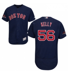 Mens Majestic Boston Red Sox 56 Joe Kelly Navy Blue Alternate Flex Base Authentic Collection 2018 World Series Jersey