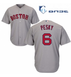 Mens Majestic Boston Red Sox 6 Johnny Pesky Replica Grey Road Cool Base MLB Jersey