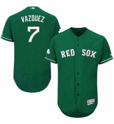 Mens Majestic Boston Red Sox 7 Christian Vazquez Green Celtic Flexbase Authentic Collection MLB Jersey