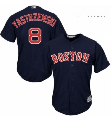 Mens Majestic Boston Red Sox 8 Carl Yastrzemski Replica Navy Blue Alternate Road Cool Base MLB Jersey