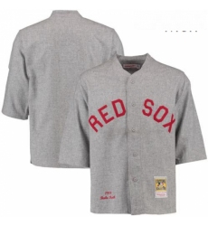 Mens Mitchell and Ness 1914 Boston Red Sox 3 Babe Ruth Authentic Grey Throwback MLB Jersey