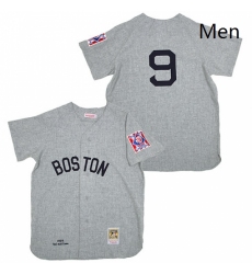 Mens Mitchell and Ness 1939 Boston Red Sox 9 Ted Williams Authentic Grey Throwback MLB Jersey