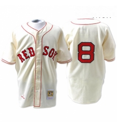 Mens Mitchell and Ness 1967 Boston Red Sox 8 Carl Yastrzemski Replica Cream Throwback MLB Jersey