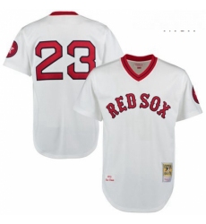 Mens Mitchell and Ness 1975 Boston Red Sox 23 Luis Tiant Authentic White Throwback MLB Jersey