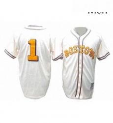 Mens Mitchell and Ness Boston Red Sox 1 Bobby Doerr Replica Cream Throwback MLB Jersey