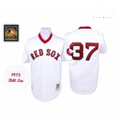 Mens Mitchell and Ness Boston Red Sox 37 Bill Lee Replica White Throwback MLB Jersey