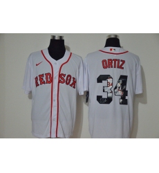 Red Sox 34 David Ortiz White 2020 Nike Cool Base Fashion Jersey