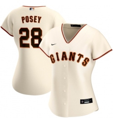 San Francisco New York Giants 28 Buster Posey Nike Women Home 2020 MLB Player Jersey Cream