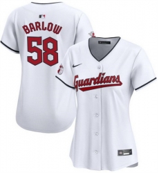 Women Cleveland Guardians 58 Scott Barlow White Stitched Baseball Jersey