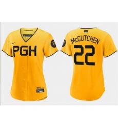 Women Pittsburgh Pirates 22 Andrew McCutchen Gold 2023 City Connect Stitched Jersey
