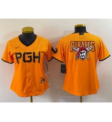Women Pittsburgh Pirates Gold 2023 City Connect Team Big Logo Stitched Jersey