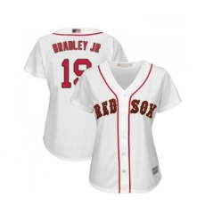 Womens Boston Red Sox 19 Jackie Bradley Jr Authentic White 2019 Gold Program Cool Base Baseball Jersey 