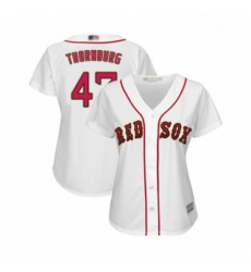 Womens Boston Red Sox 47 Tyler Thornburg Authentic White 2019 Gold Program Cool Base Baseball Jersey