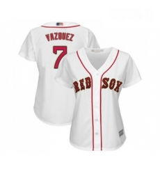 Womens Boston Red Sox 7 Christian Vazquez Authentic White 2019 Gold Program Cool Base Baseball Jersey