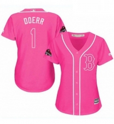 Womens Majestic Boston Red Sox 1 Bobby Doerr Authentic Pink Fashion 2018 World Series Champions MLB Jersey
