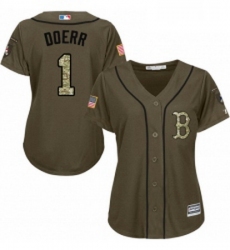 Womens Majestic Boston Red Sox 1 Bobby Doerr Replica Green Salute to Service MLB Jersey