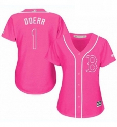 Womens Majestic Boston Red Sox 1 Bobby Doerr Replica Pink Fashion MLB Jersey