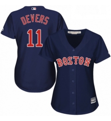 Womens Majestic Boston Red Sox 11 Rafael Devers Authentic Navy Blue Alternate Road MLB Jersey 