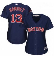 Womens Majestic Boston Red Sox 13 Hanley Ramirez Authentic Navy Blue Alternate Road 2018 World Series Champions MLB Jersey