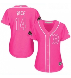 Womens Majestic Boston Red Sox 14 Jim Rice Authentic Pink Fashion 2018 World Series Champions MLB Jersey