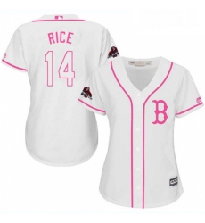 Womens Majestic Boston Red Sox 14 Jim Rice Authentic White Fashion 2018 World Series Champions MLB Jersey