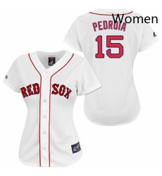Womens Majestic Boston Red Sox 15 Dustin Pedroia Authentic White MLB Jersey