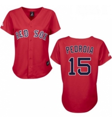 Womens Majestic Boston Red Sox 15 Dustin Pedroia Replica Red MLB Jersey