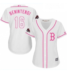 Womens Majestic Boston Red Sox 16 Andrew Benintendi Authentic White Fashion 2018 World Series Champions MLB Jersey