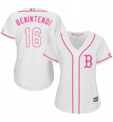 Womens Majestic Boston Red Sox 16 Andrew Benintendi Replica White Fashion MLB Jersey