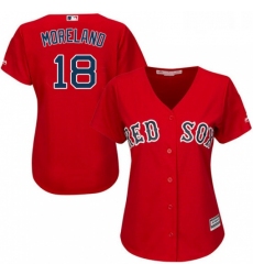 Womens Majestic Boston Red Sox 18 Mitch Moreland Authentic Red Alternate Home MLB Jersey