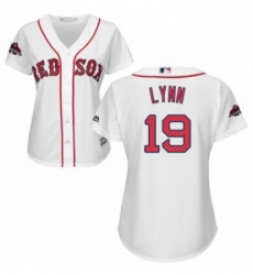 Womens Majestic Boston Red Sox 19 Fred Lynn Authentic White Home 2018 World Series Champions MLB Jersey