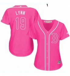 Womens Majestic Boston Red Sox 19 Fred Lynn Replica Pink Fashion MLB Jersey