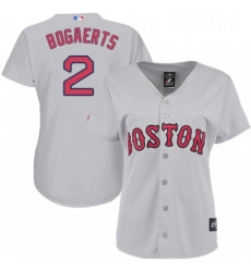 Womens Majestic Boston Red Sox 2 Xander Bogaerts Replica Grey Road MLB Jersey