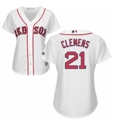 Womens Majestic Boston Red Sox 21 Roger Clemens Replica White Home MLB Jersey