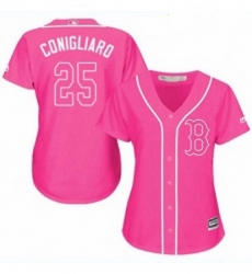 Womens Majestic Boston Red Sox 25 Tony Conigliaro Authentic Pink Fashion MLB Jersey 