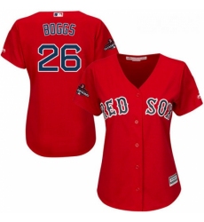 Womens Majestic Boston Red Sox 26 Wade Boggs Authentic Red Alternate Home 2018 World Series Champions MLB Jersey