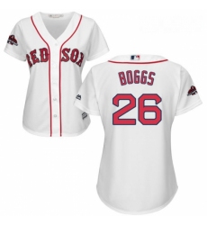 Womens Majestic Boston Red Sox 26 Wade Boggs Authentic White Home 2018 World Series Champions MLB Jersey