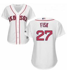 Womens Majestic Boston Red Sox 27 Carlton Fisk Authentic White Home MLB Jersey