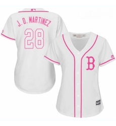 Womens Majestic Boston Red Sox 28 J D Martinez Replica White Fashion MLB Jersey 