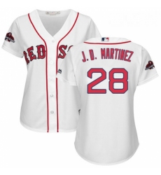 Womens Majestic Boston Red Sox 28 j D Martinez Authentic White Home 2018 World Series Champions MLB Jerse