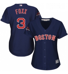 Womens Majestic Boston Red Sox 3 Jimmie Foxx Authentic Navy Blue Alternate Road 2018 World Series Champions MLB Jersey