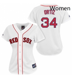 Womens Majestic Boston Red Sox 34 David Ortiz Replica White MLB Jersey