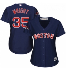 Womens Majestic Boston Red Sox 35 Steven Wright Authentic Navy Blue Alternate Road 2018 World Series Champions MLB Jersey