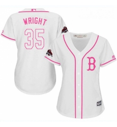 Womens Majestic Boston Red Sox 35 Steven Wright Authentic White Fashion 2018 World Series Champions MLB Jersey