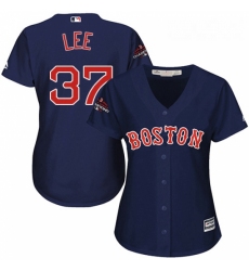Womens Majestic Boston Red Sox 37 Bill Lee Authentic Navy Blue Alternate Road 2018 World Series Champions MLB Jersey