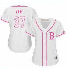 Womens Majestic Boston Red Sox 37 Bill Lee Replica White Fashion MLB Jersey
