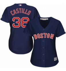 Womens Majestic Boston Red Sox 38 Rusney Castillo Replica Navy Blue Alternate Road MLB Jersey