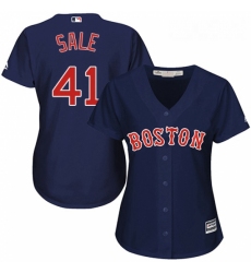 Womens Majestic Boston Red Sox 41 Chris Sale Authentic Navy Blue Alternate Road MLB Jersey