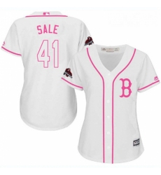Womens Majestic Boston Red Sox 41 Chris Sale Authentic White Fashion 2018 World Series Champions MLB Jersey